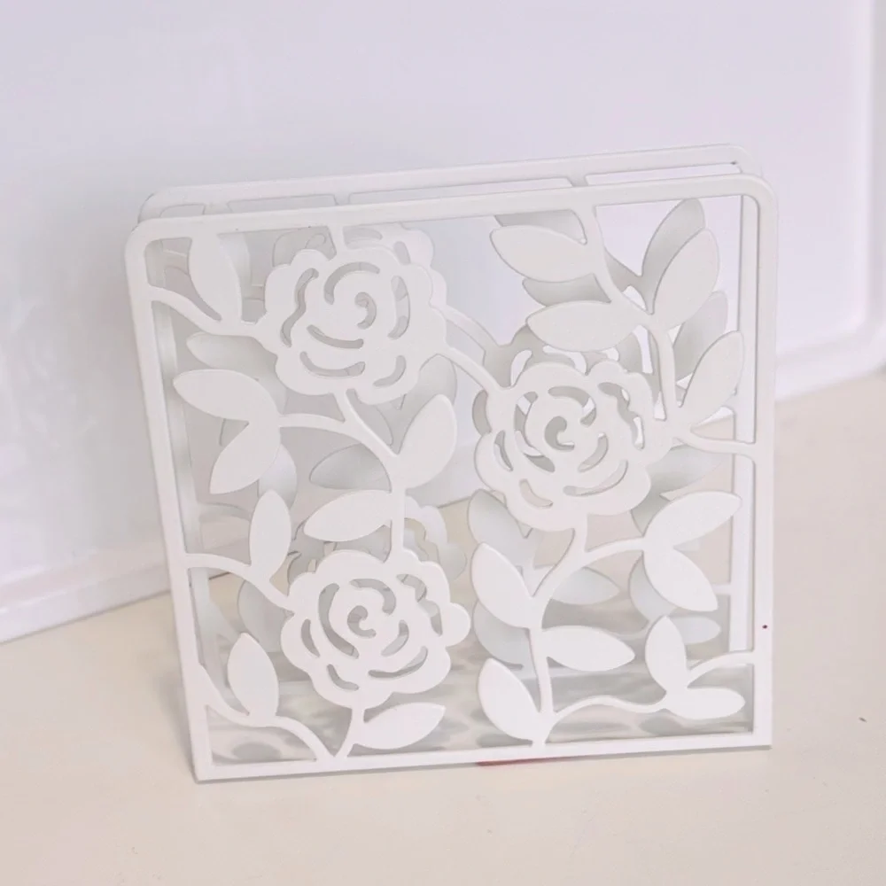 IKEA LIKSIDIG *Discontinued* Metal White Floral Napkin or Office Envelope Holder